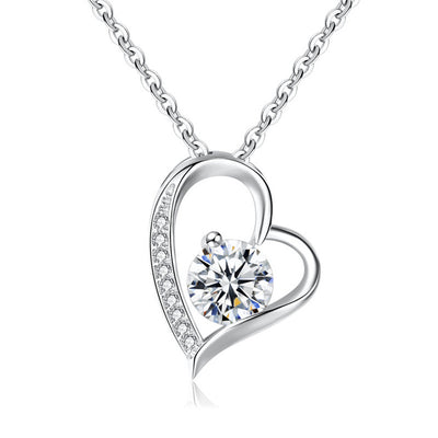 Fashionable Heart Shaped Zircon Gift Box Necklace for Daughter