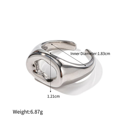 18K gold simple and personalized irregular-shaped hollow design ring - Syble's