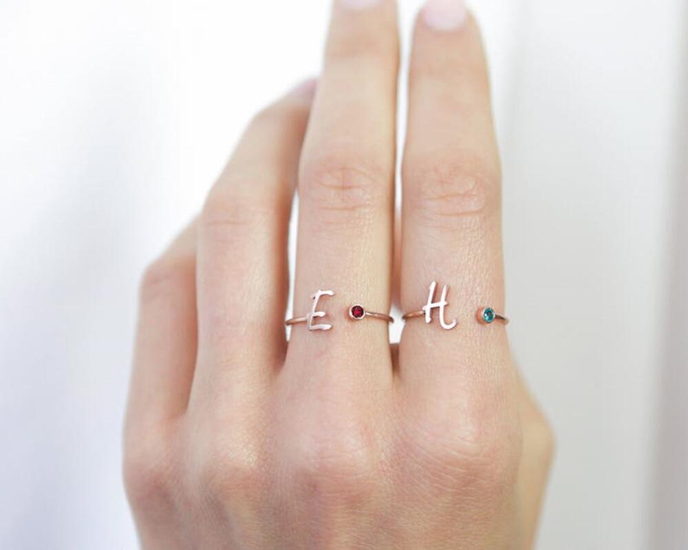 Fashion Simple Customizable Alphabet Ring Adjustable Ring - Syble's