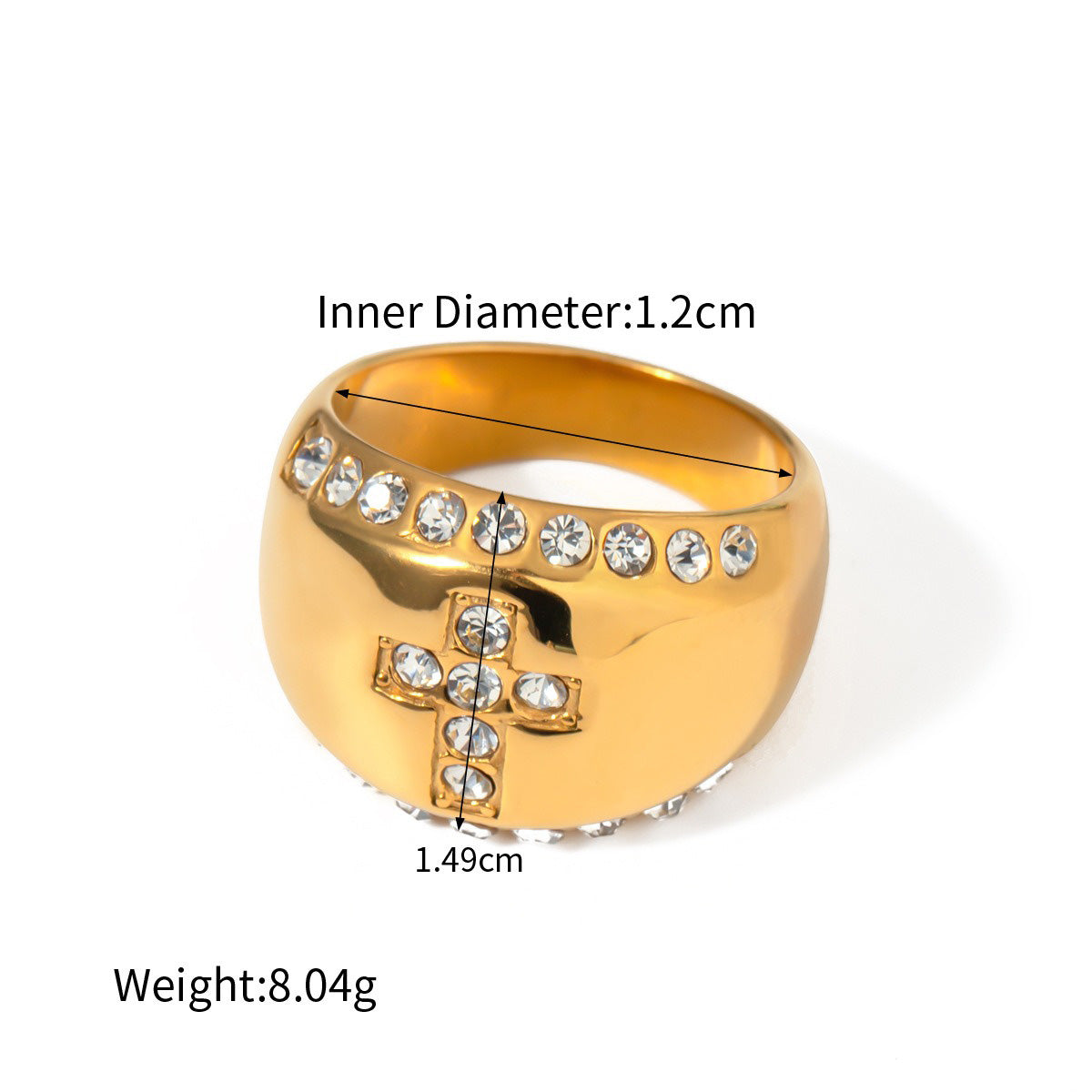 18k gold fashionable personalized cross diamond design versatile ring