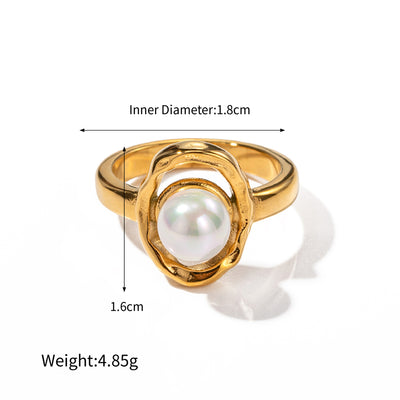 18K gold noble and elegant versatile ring inlaid with pearls - Syble's