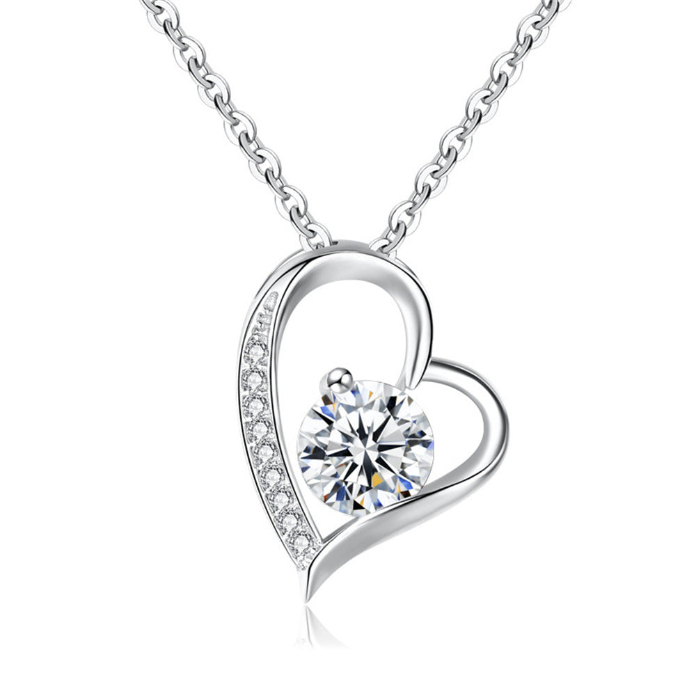 Exquisite Heart Cutout Diamond Design Gift Box Pendant Necklace for Granddaughter