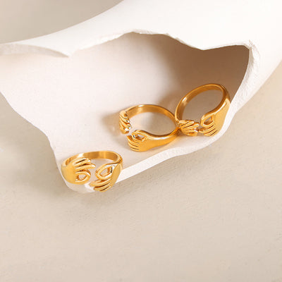 18K gold fashionable OK gesture design versatile ring - Syble's