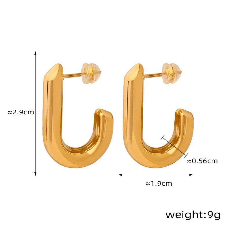 18K gold stylish personalized letter J design simple style earrings