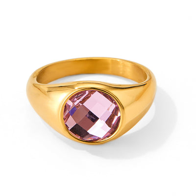18k gold fashionable simple diamond design versatile ring - Syble's