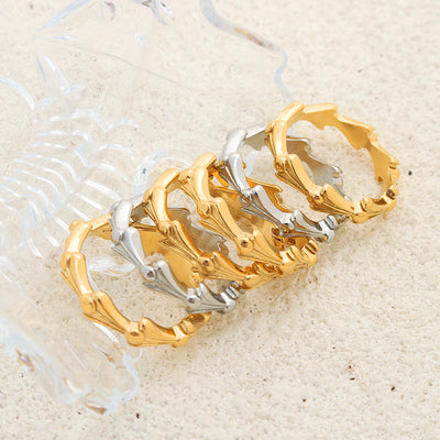 Gold Classic Retro Joint Water Ripple Style Ring - Syble's