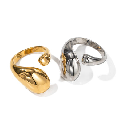 18K gold fashionable and simple drop-shaped design ring - Syble's