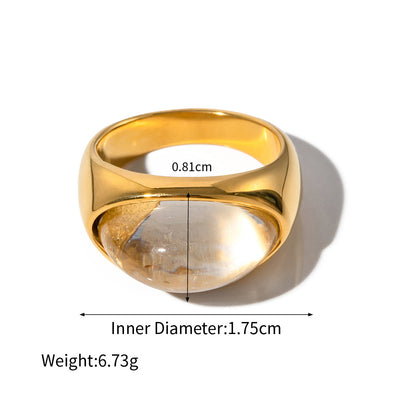 Gold Classic Fashion Inlaid Gemstone Design Simple Style Ring