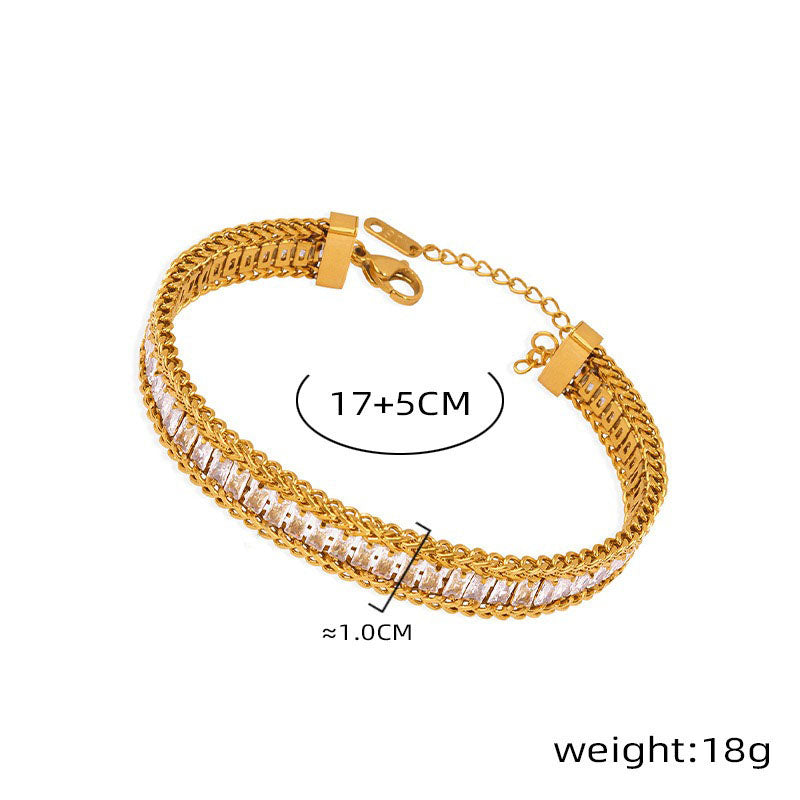 Hip-hop fashion keel chain with zircon design bracelet