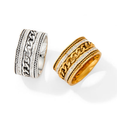 Gold Personalized Double-Row Diamond-Set Ring - Syble's