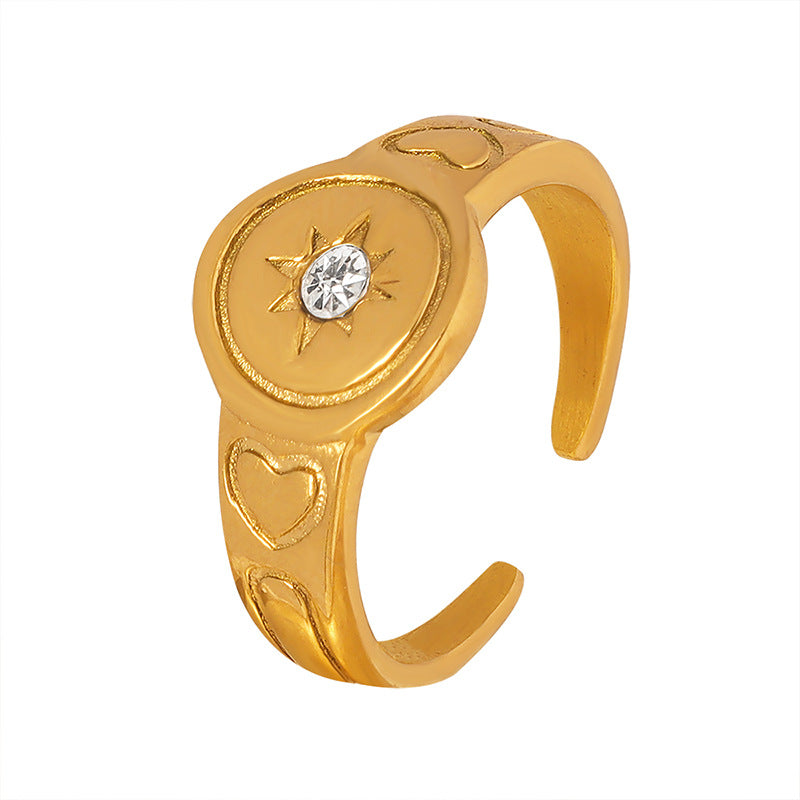 18K gold noble temperament star inlaid zircon design ring - Syble's