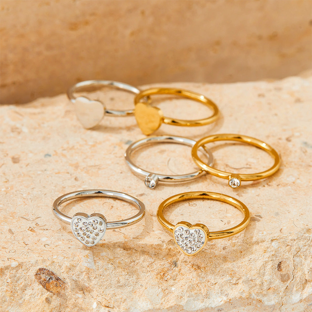 Gold Exquisite Love Diamond/Zirconia Ring set - Syble's