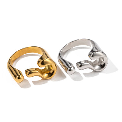 18K gold novel and fashionable irregular-shaped design versatile ring - Syble's