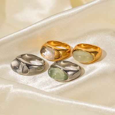 Gold Classic Fashion Inlaid Gemstone Design Simple Style Ring