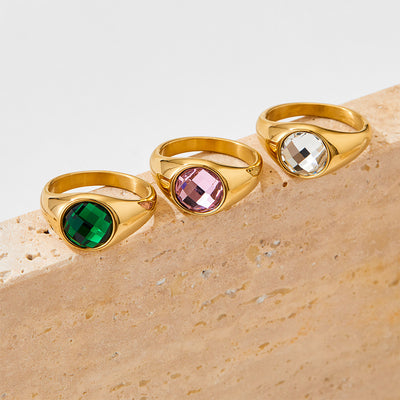 18k gold fashionable simple diamond design versatile ring - Syble's