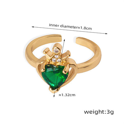 18K gold noble and atmospheric hollow love inlaid gemstone and zircon open design ring