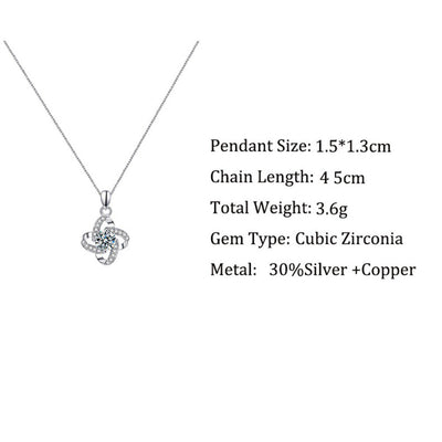 Fashionable Swirling Four Leaf Clover Diamond Design Gift Box Pendant Necklace for Mother-in-law - Syble's