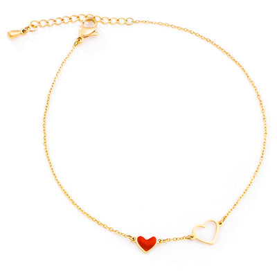 18k Gold Exquisite Light Luxury Red Heart Design Versatile Anklet - Syble's
