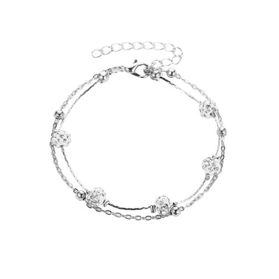 Exquisite and simple double layer with Shambhala diamond ball design versatile anklet - Syble's