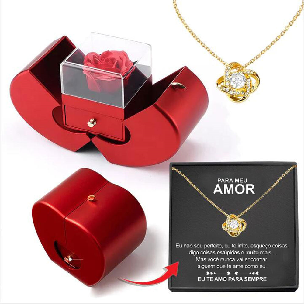 Light and luxurious four-leaf clover hollowed out diamond-set high-end gift box necklace for your lover