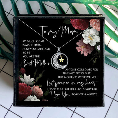 Fashion Cutout Moon Star Diamond Design Gift Box Pendant Necklace for Amazing Mom - Syble's