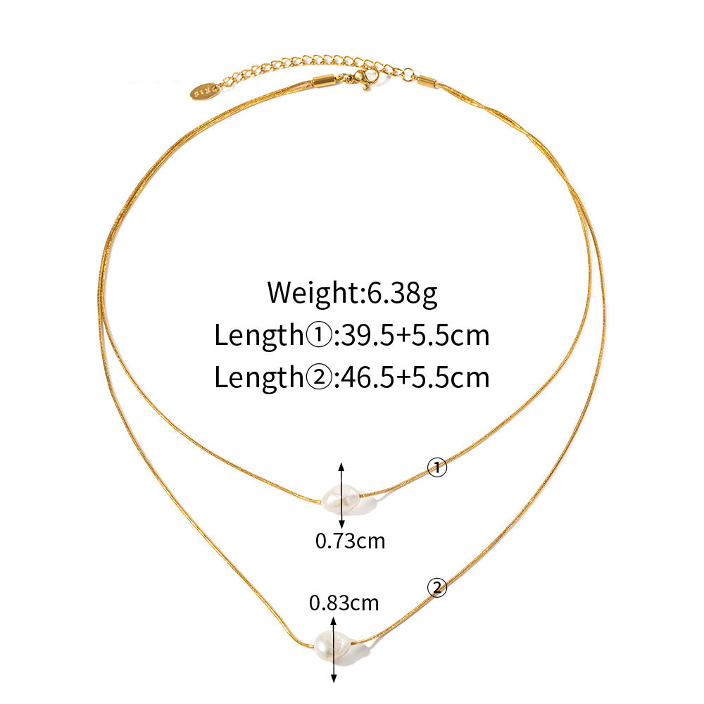 18K Gold Exquisite Simple Matching Pearl Design Versatile Necklace