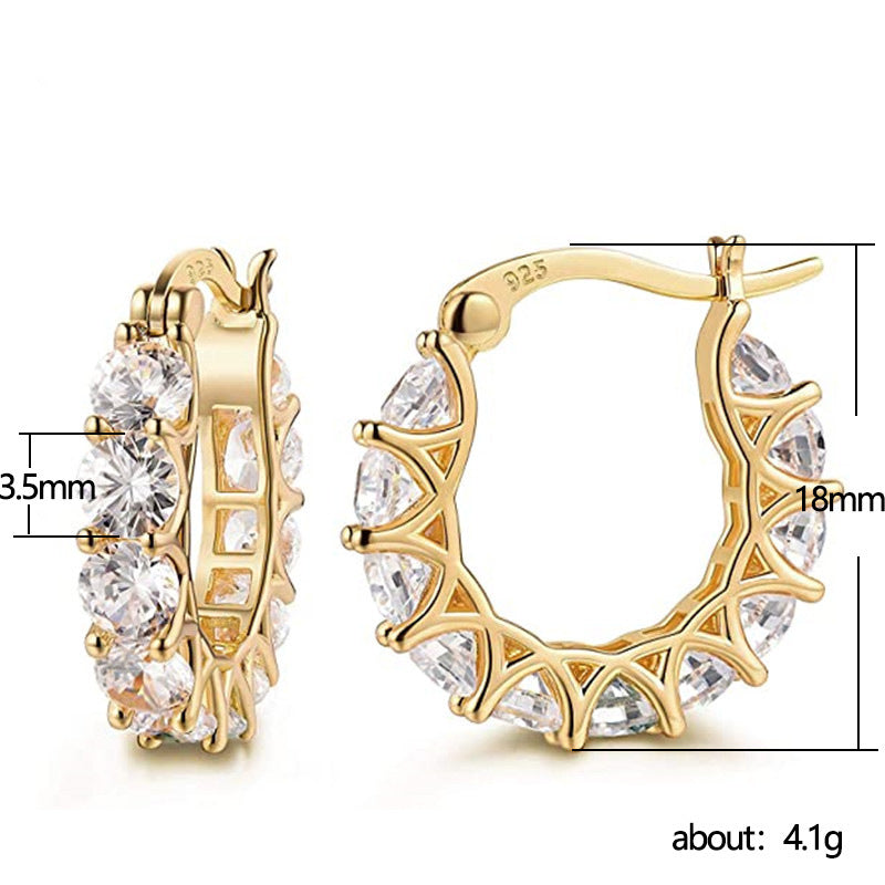 French full inlaid zircon lace earrings U-shaped earrings cross-border e-commerce hot sale
