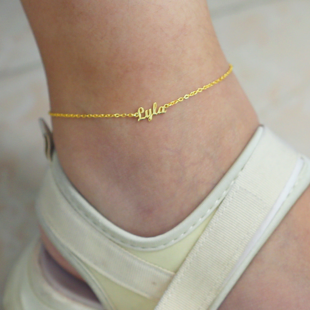 Light luxury fashion customizable name design simple wind anklet - Syble's