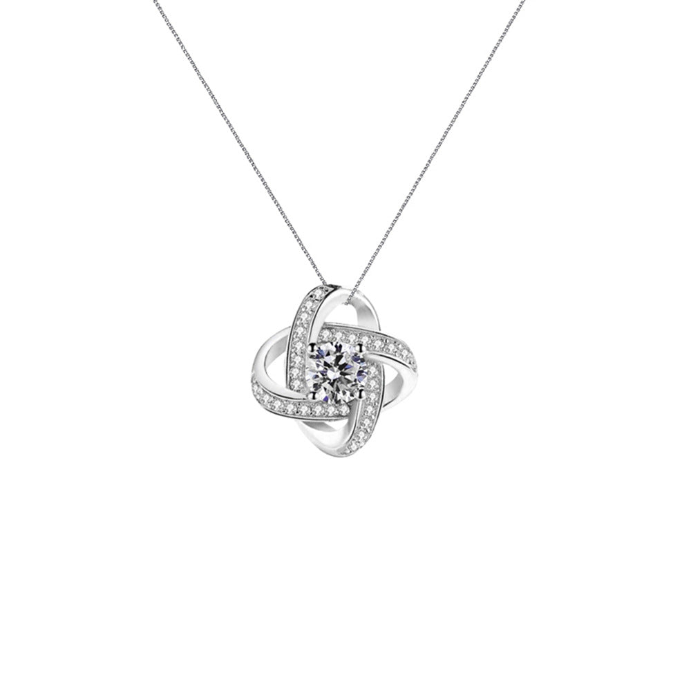 Fashion hollow four-leaf clover and diamond design gift box necklace for mom
