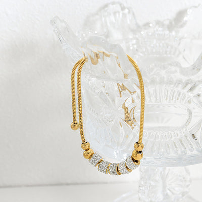 18K gold fashionable hip-hop style cylindrical diamond-studded design light luxury style bracelet - Syble's