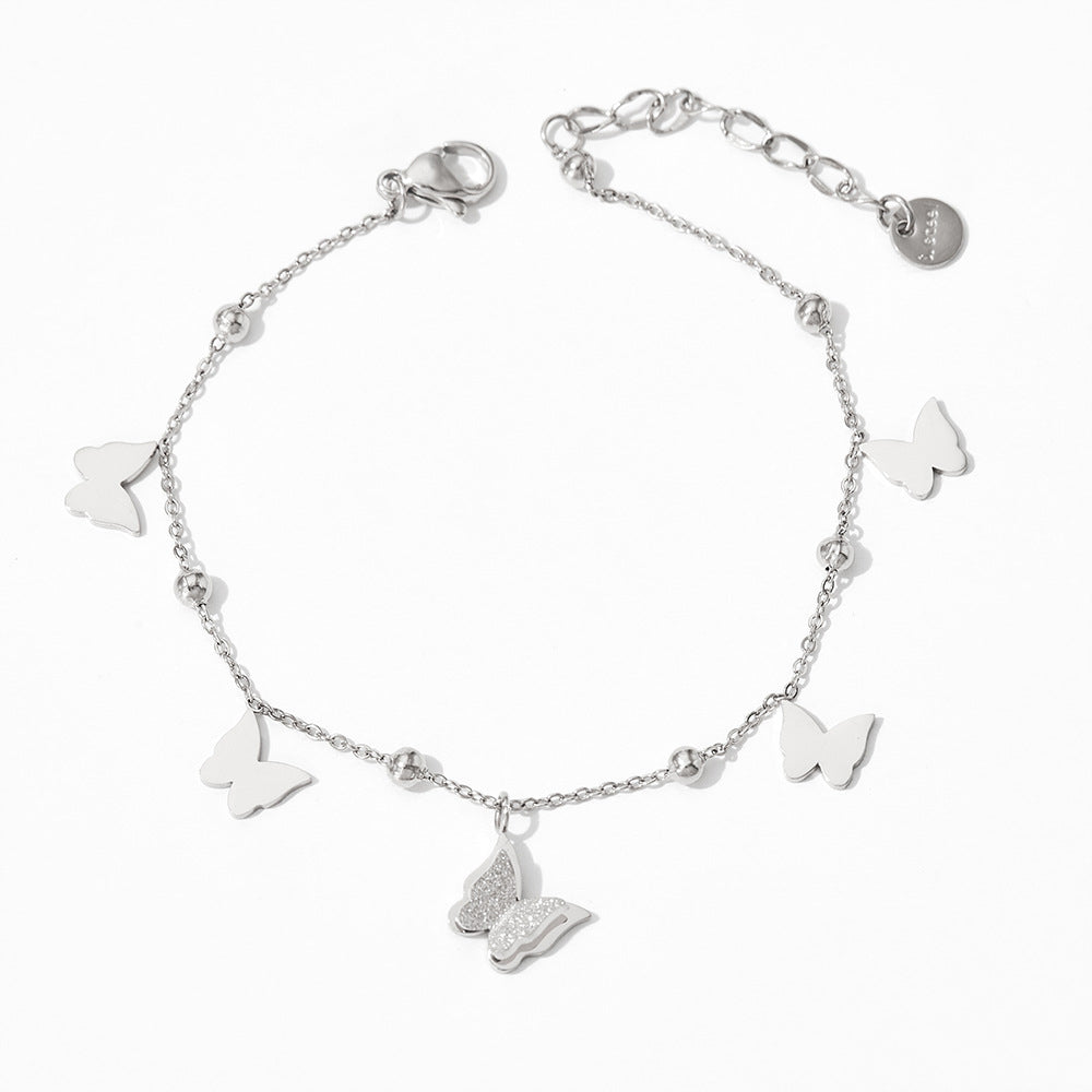 18K gold novel and fashionable butterfly design light luxury style bracelet and necklace set