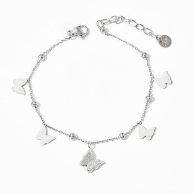 18K gold novel and fashionable butterfly design light luxury style bracelet and necklace set - Syble's