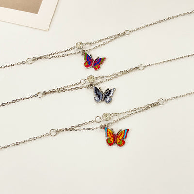 Exquisite and dazzling bohemian style double layer with dreamy butterfly design versatile anklet - Syble's