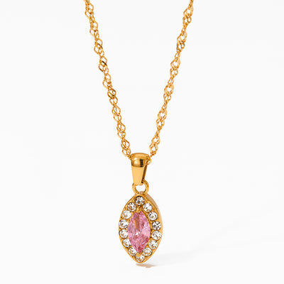 18K noble and dazzling diamond and gem eye design light luxury style necklace - Syble's