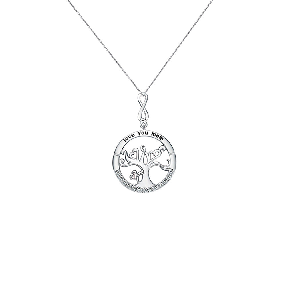 A light luxury tree of life inlaid full diamond design gift box pendant necklace for mother