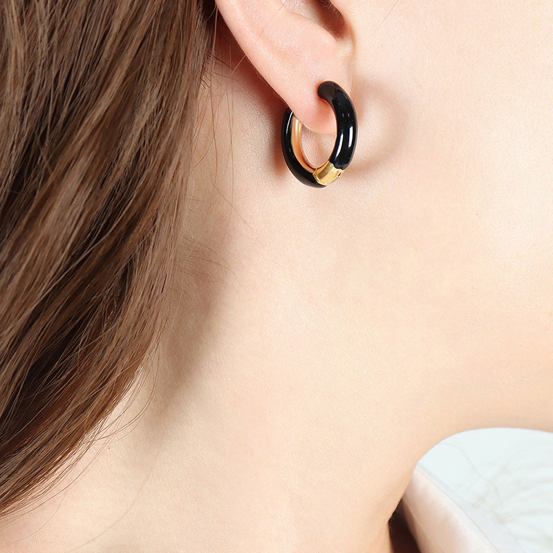 18K Gold Simple Atmospheric Ring Design Earrings