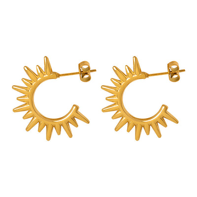 18K Gold Exquisite and Noble Hollow Sun Shape Design Versatile Earrings - Syble's