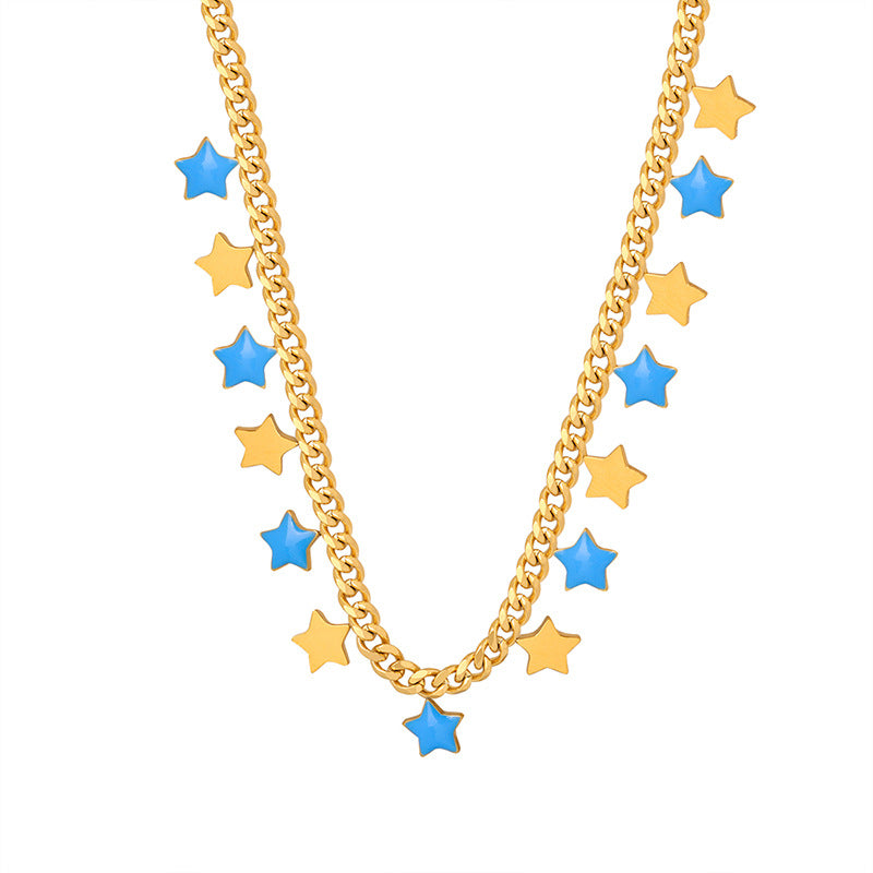 18K gold light luxury and noble star design versatile necklace - Syble's