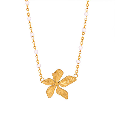 18K gold exquisite personalized flower design versatile necklace - Syble's