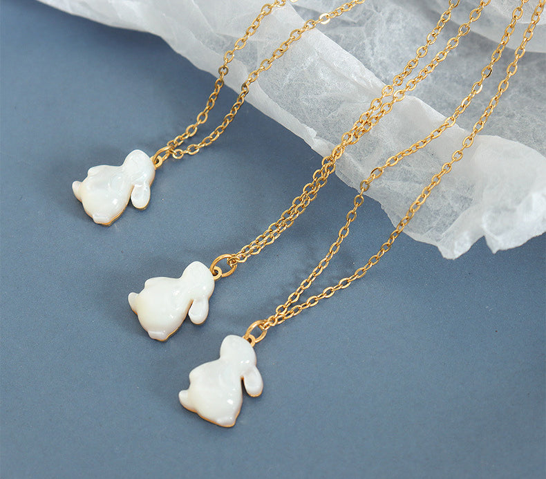 18K gold light luxury and noble rabbit-shaped gemstone design versatile necklace - Syble's