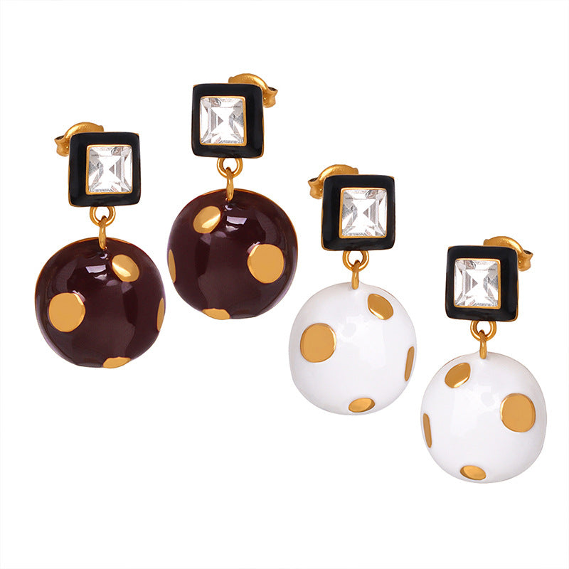 18K gold trendy personalized chocolate design earrings versatile earrings - Syble's