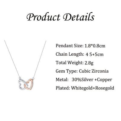 Two-color hollow heart double ring interlocking diamond design gift box necklace for dear mother - Syble's