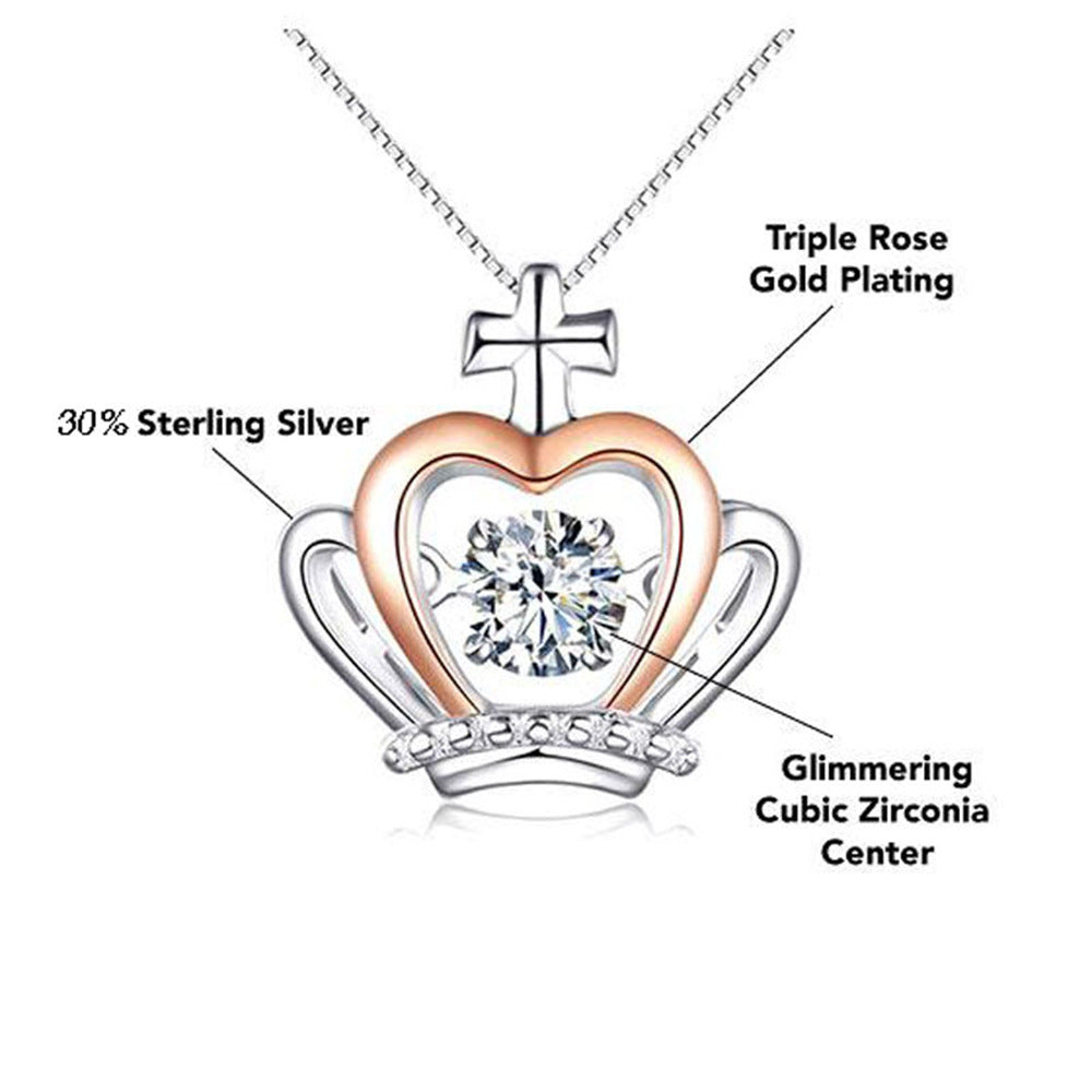 Luxurious Crown Diamond Design Portuguese Card Gift Box Pendant Necklace for an Amazing Mom - Syble's