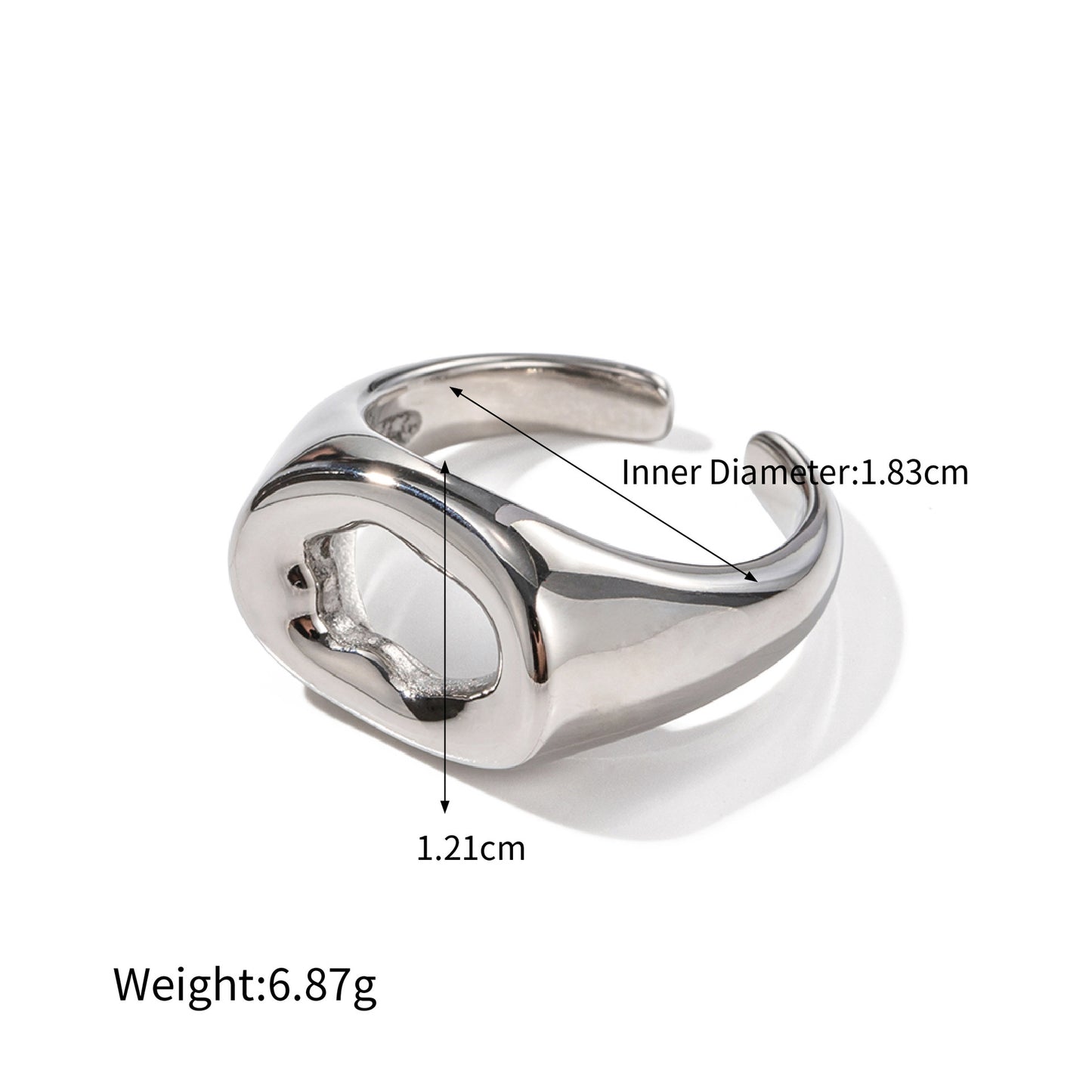 18K gold simple and personalized irregular-shaped hollow design ring