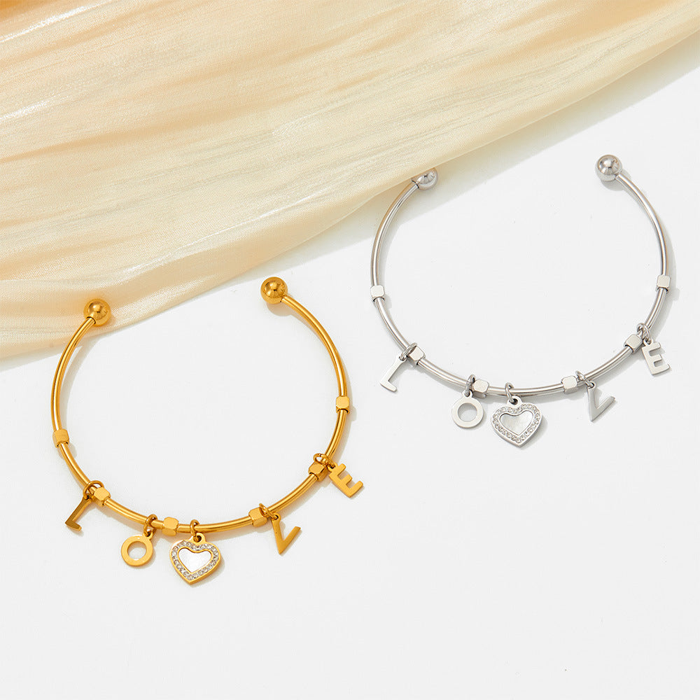 18K Gold Exquisite Fashion LOVE Matching Heart Design Bracelet - Syble's