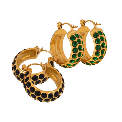 18K Gold Light Luxury Retro Diamond Design Palace Style Earrings - Syble's