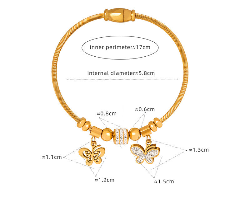 18K gold noble and dazzling love/star/round/six-pointed star/eyes/number 8/flower design bracelet