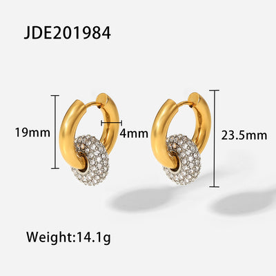 Zircon Hoop Drop Earrings 18K Gold Earrings