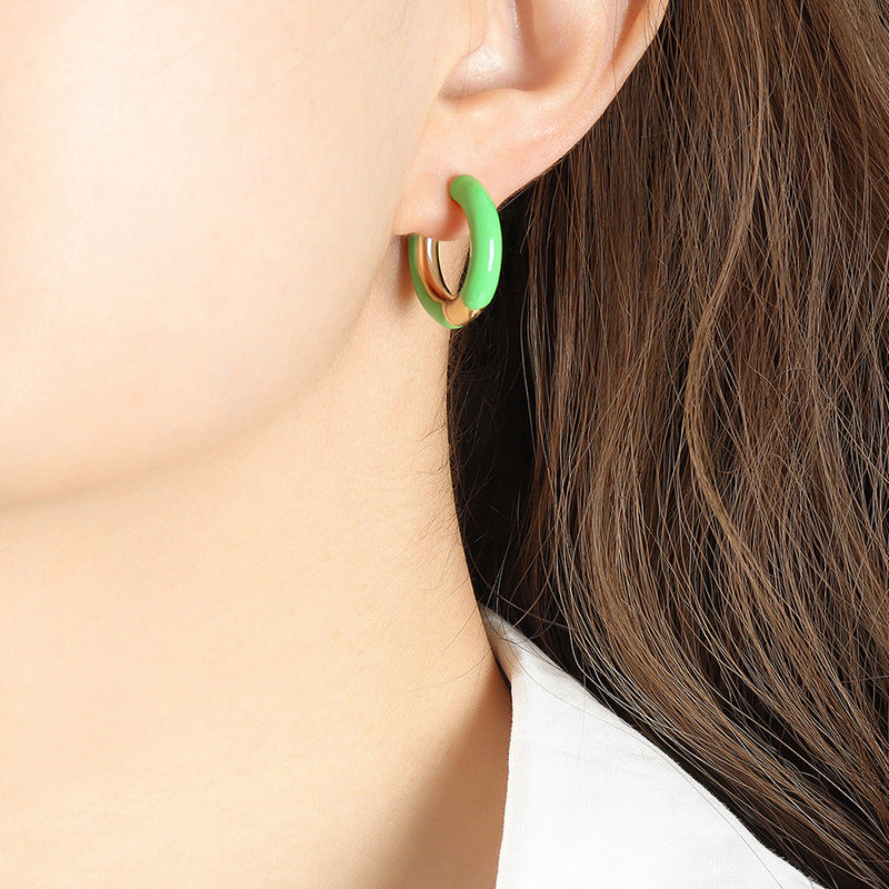 18K Gold Simple Atmospheric Ring Design Earrings - Syble's