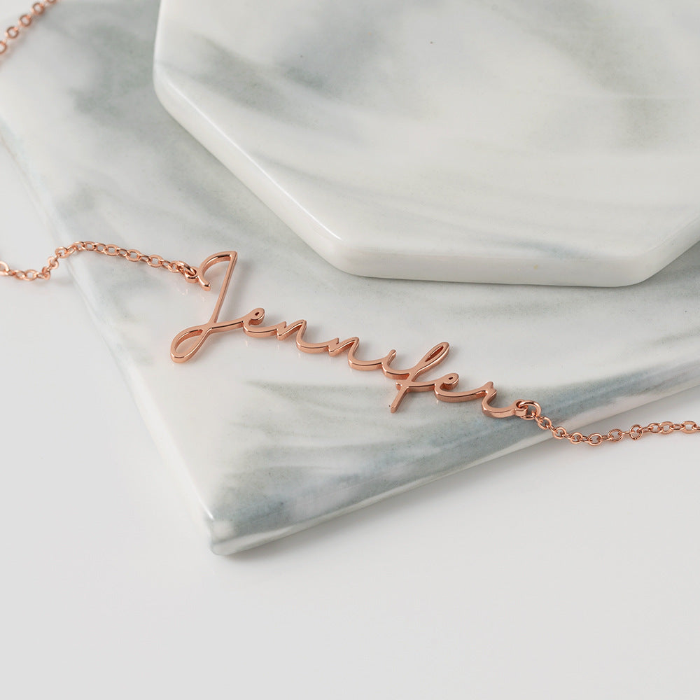 Simple atmosphere can be customized name light luxury design necklace - Syble's